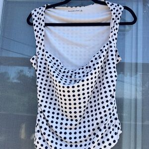Abercrombie & Fitch White Tank with Black Polka Dots